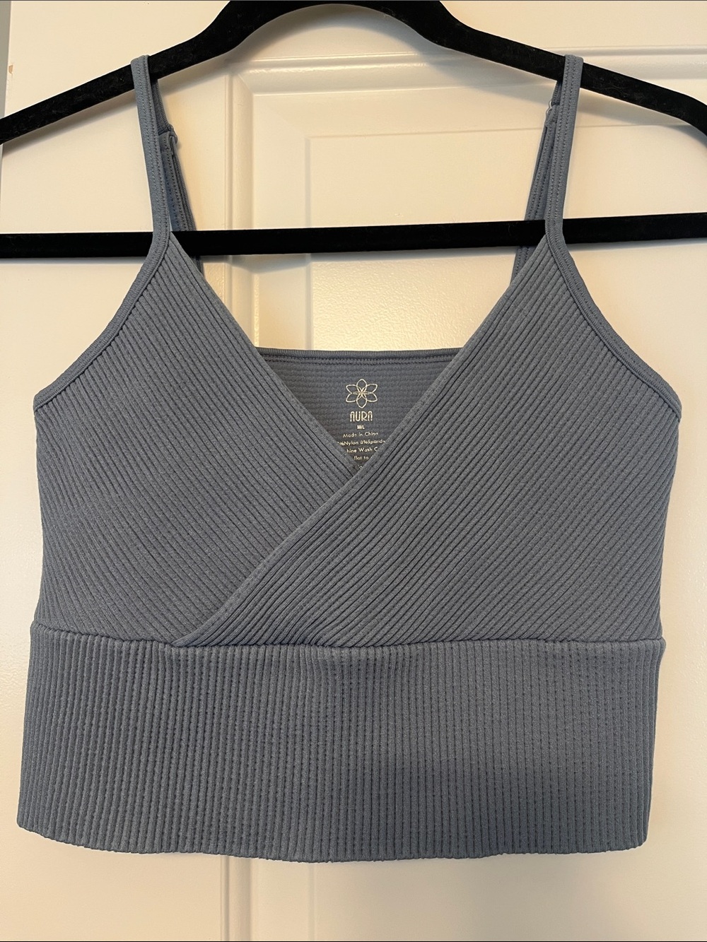 Aura Ribbed Wrap Crop Camisole - Slate